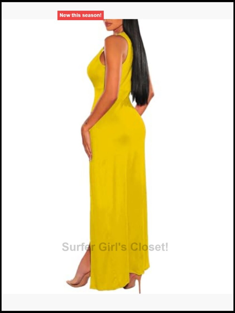 Sexy Deep V Neck High Slit Maxi Dress Sleeveless Club Night Out - Picture 2 of 5